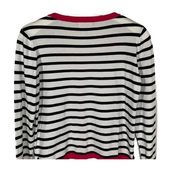 Sunny Leigh Black White Striped Cardigan Sweater Women’s Small - Picture 6 of 9